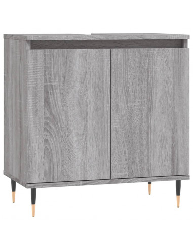 Set Mobili da Bagno 3 pz Grigio Sonoma in Legno Multistrato