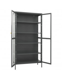 Vetrina Antracite 90x40x180 cm in Acciaio e Vetro Temperato 2