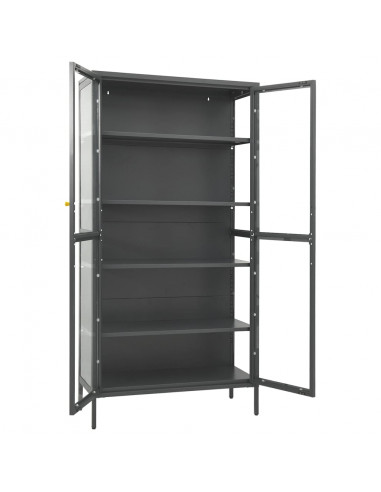 Vetrina Antracite 90x40x180 cm in Acciaio e Vetro Temperato