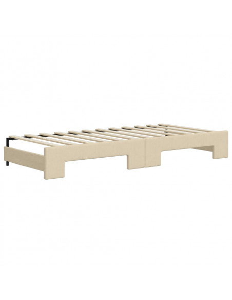 Divano Letto Estraibile con Cassetti Crema 80x200 cm in Tessuto