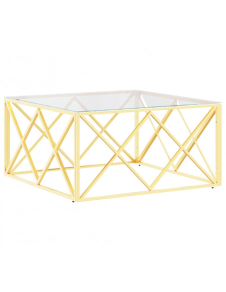 Tavolino da Salotto 80x80x40 cm in Acciaio Inox e Vetro