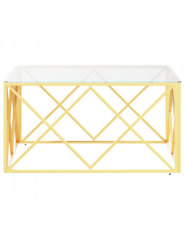 Tavolino da Salotto 80x80x40 cm in Acciaio Inox e Vetro