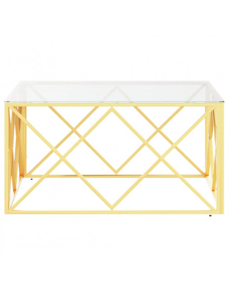 Tavolino da Salotto 80x80x40 cm in Acciaio Inox e Vetro