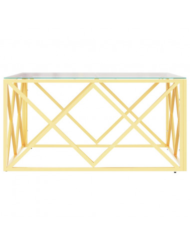 Tavolino da Salotto 80x80x40 cm in Acciaio Inox e Vetro