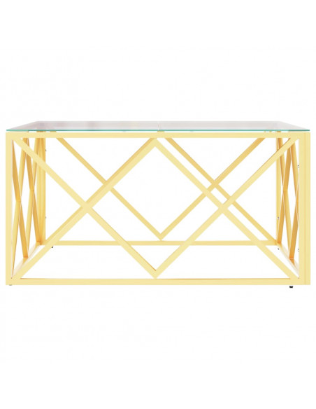 Tavolino da Salotto 80x80x40 cm in Acciaio Inox e Vetro