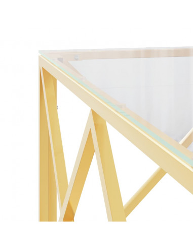 Tavolino da Salotto 80x80x40 cm in Acciaio Inox e Vetro