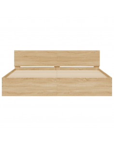 Giroletto con Testiera e LED Rovere Sonoma 200x200 cm 2