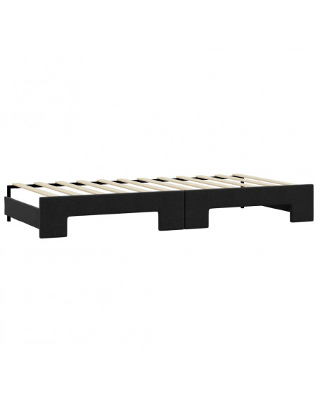 Divano Letto Estraibile con Cassetti Nero 80x200 cm in Tessuto