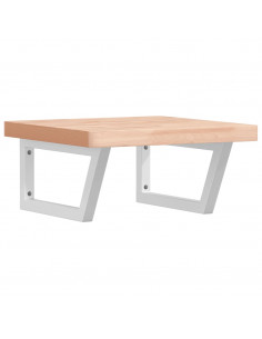 Ripiano a Parete per Lavabo in Acciaio e Massello di Faggio 2