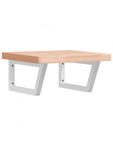 Ripiano a Parete per Lavabo in Acciaio e Massello di Faggio