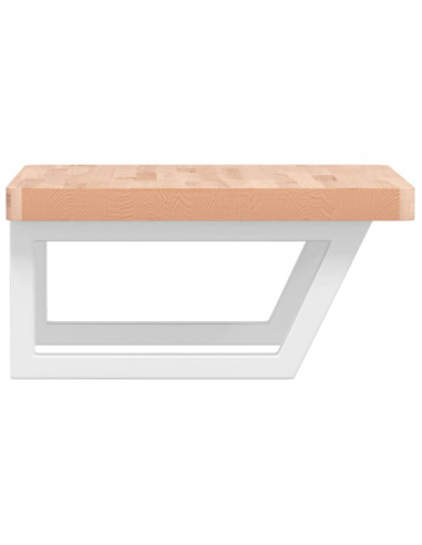 Ripiano a Parete per Lavabo in Acciaio e Massello di Faggio