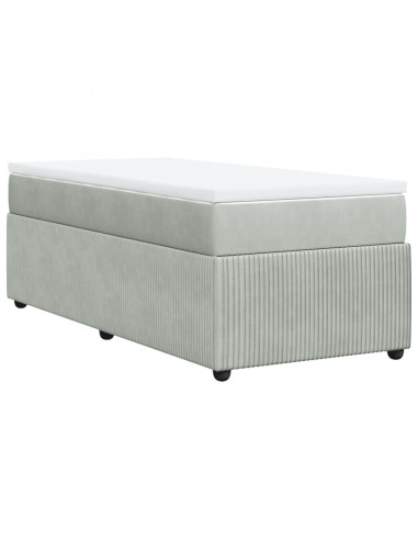 Giroletto a Molle con Materasso Grigio Chiaro 90x190 cm Velluto