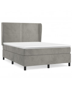 Giroletto a Molle con Materasso Grigio Chiaro 140x190cm Velluto 2