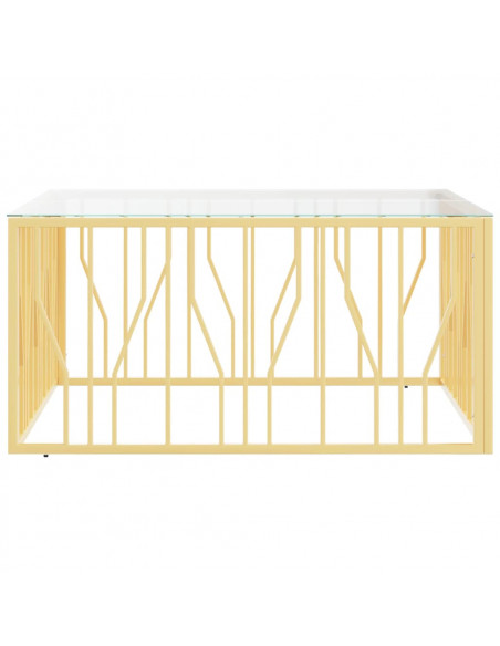 Tavolino da Salotto 100x100x50 cm in Acciaio Inox e Vetro
