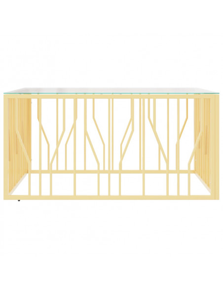 Tavolino da Salotto 100x100x50 cm in Acciaio Inox e Vetro
