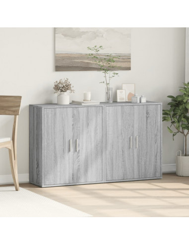 Credenze 2 pz Grigio Sonoma 60x31x70 cm in Legno Multistrato
