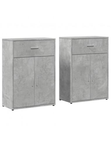 Credenze 2 pz Grigio Cemento 60x30x84 cm in Legno Multistrato