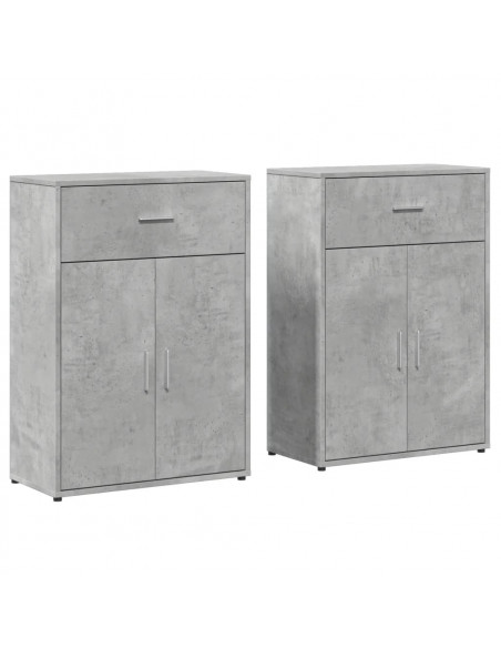 Credenze 2 pz Grigio Cemento 60x30x84 cm in Legno Multistrato