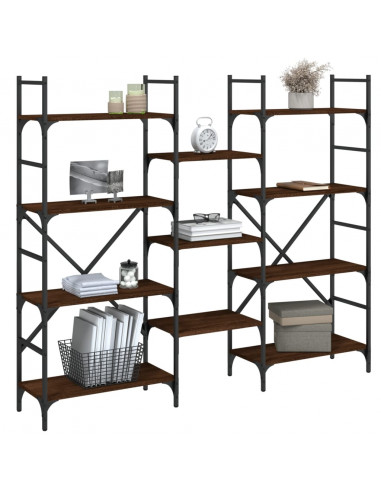 Libreria Rovere Marrone 160x28,5x136,5 cm in Legno Multistrato