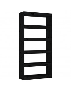 Libreria/Divisorio Nero 80x30x167,4 cm Legno Massello di Pino 2