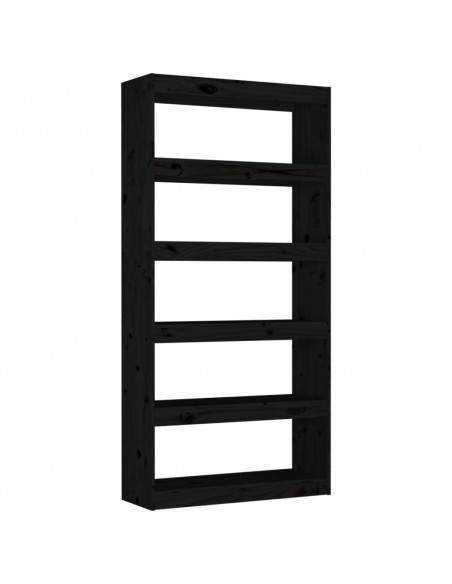 Libreria/Divisorio Nero 80x30x167,4 cm Legno Massello di Pino