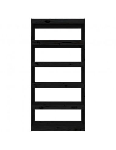 Libreria/Divisorio Nero 80x30x167,4 cm Legno Massello di Pino