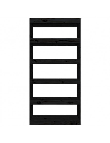 Libreria/Divisorio Nero 80x30x167,4 cm Legno Massello di Pino