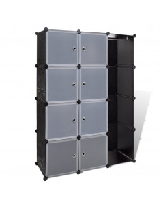 Armadio Modulare con 9 Scomparti 37x115x150 cm Nero e Bianco 2