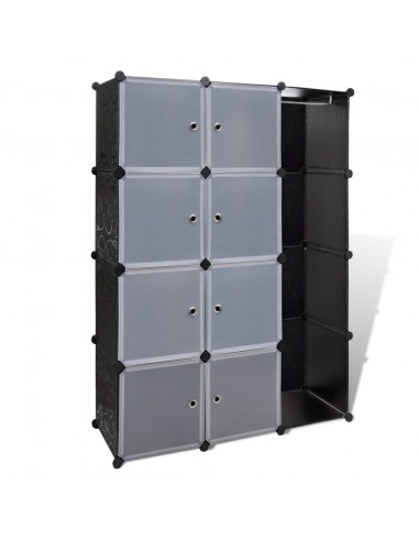 Armadio Modulare con 9 Scomparti 37x115x150 cm Nero e Bianco