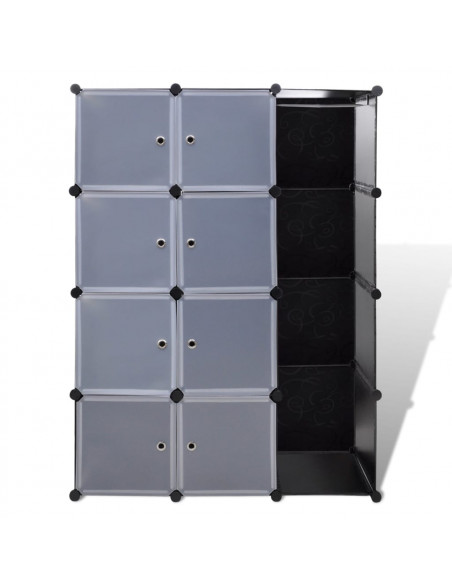 Armadio Modulare con 9 Scomparti 37x115x150 cm Nero e Bianco