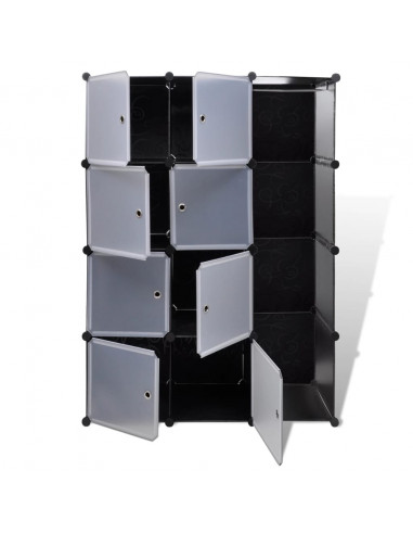 Armadio Modulare con 9 Scomparti 37x115x150 cm Nero e Bianco