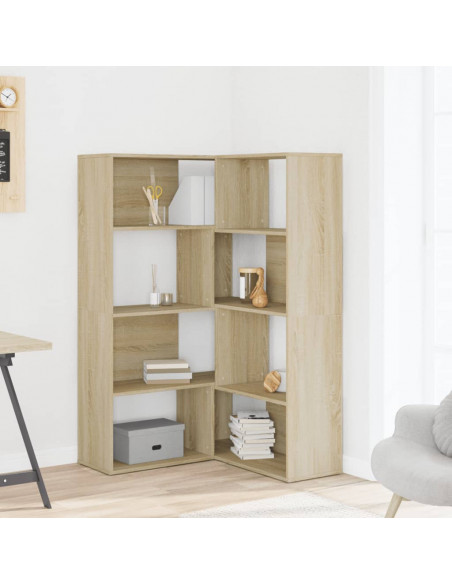 Libreria Angolare 4Ripiani Rovere Sonoma 85x85x140cm Truciolato