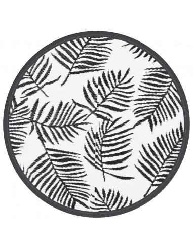 Tappeto da Esterni Bianco e Nero Ø120 cm in PP
