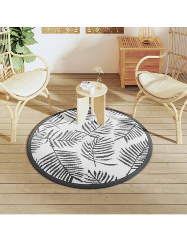 Tappeto da Esterni Bianco e Nero Ø120 cm in PP