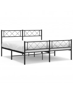 Giroletto con Testiera e Pediera Metallo Nero 135x190 cm 2