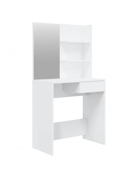 Toeletta con Specchio Bianco lucido 74,5x40x141 cm