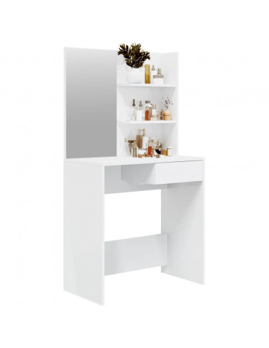 Toeletta con Specchio Bianco lucido 74,5x40x141 cm