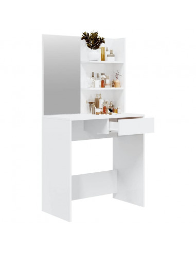 Toeletta con Specchio Bianco lucido 74,5x40x141 cm