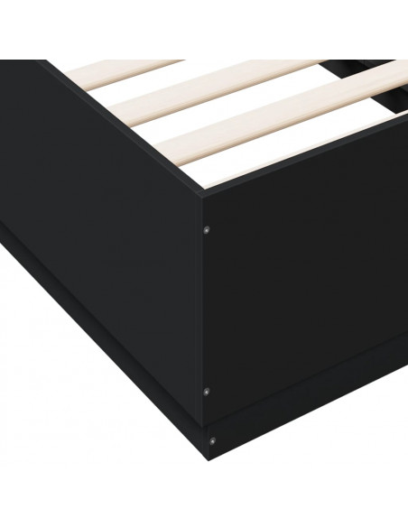 Giroletto con Luci LED Nero 90x190 cm in Legno Multistrato