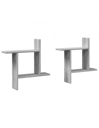 Mensole a Parete 2pz Grigio Sonoma 50x12x50 cm in Truciolato