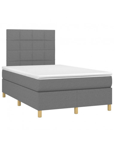 Letto a Molle Materasso e LED Grigio Scuro 120x190cm in Tessuto