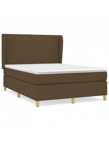 Giroletto a Molle con Materasso Marrone Scuro 140x190cm Tessuto