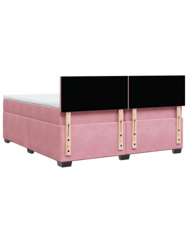 Giroletto a Molle con Materasso Rosa 200x200 cm in Velluto