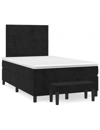 Giroletto a Molle con Materasso Nero 120x200 cm in Velluto