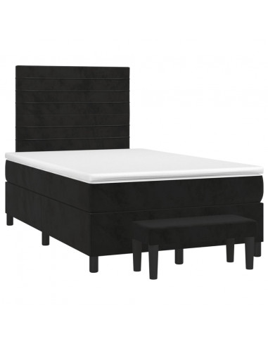 Giroletto a Molle con Materasso Nero 120x200 cm in Velluto