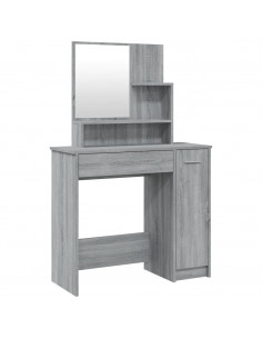 Toeletta con Specchio Grigio Sonoma 86,5x35x136 cm 2