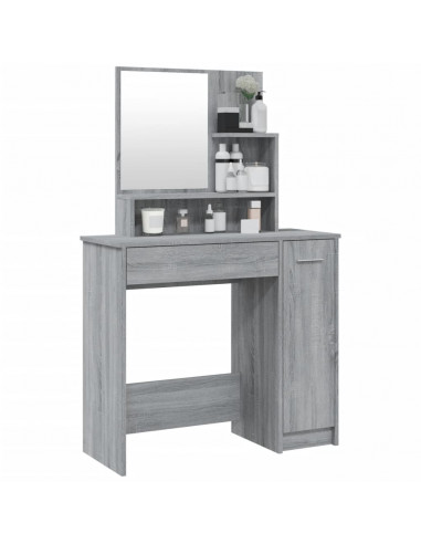 Toeletta con Specchio Grigio Sonoma 86,5x35x136 cm