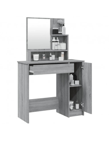 Toeletta con Specchio Grigio Sonoma 86,5x35x136 cm