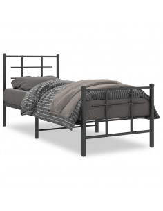 Giroletto con Testiera e Pediera Metallo Nero 80x200 cm 2