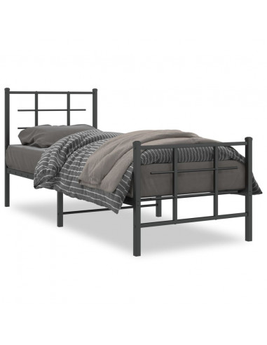 Giroletto con Testiera e Pediera Metallo Nero 80x200 cm